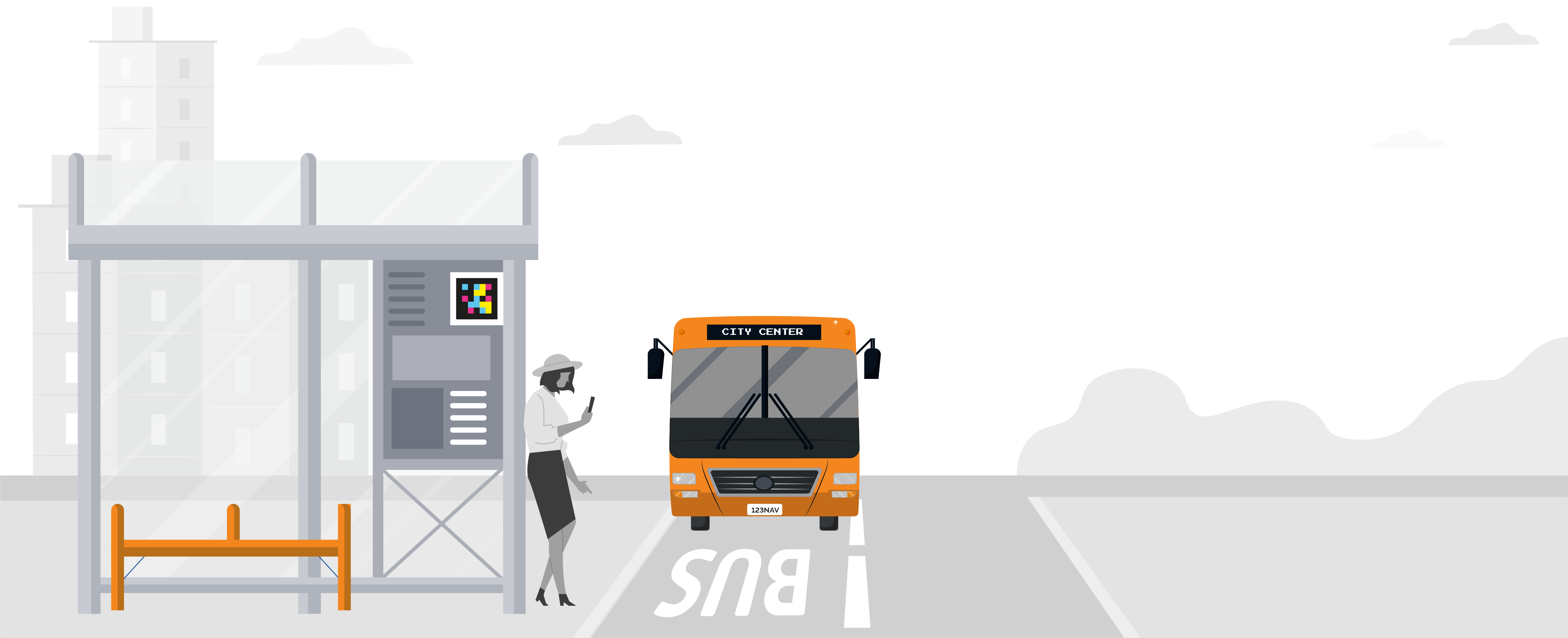 illustration people using navilens at the city