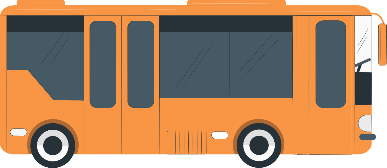 illustration bus arriving